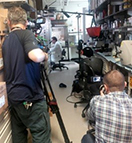 A film crew from the Discovery Channel gets footage from the Clinical Center.